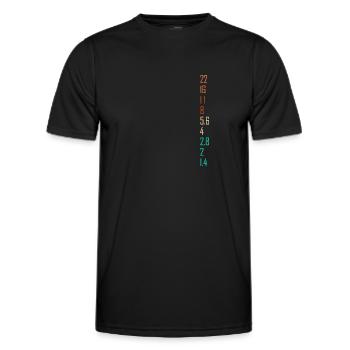 Photography Gift for Photographer Aperture Camera - Men's Functional T-Shirt - black - Front - AI Model Male 178 dark (178cm)