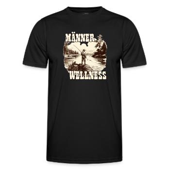 Vintage Angler Herren T-Shirt für Sportangler - Männer Funktions-T-Shirt - Schwarz - Vorne - AI Model Male 178 dark (178cm)