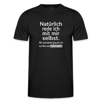 Natürlich rede ich mit mir selbst Lustige Sprüche - Männer Funktions-T-Shirt - Schwarz - Vorne - AI Model Male 178 dark (178cm)