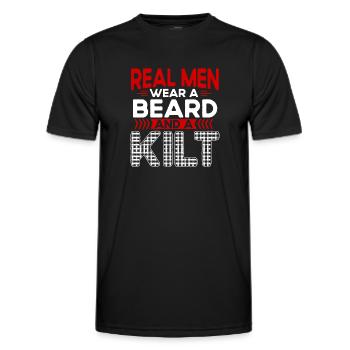Jupe Tartan Kilt Ecossais - T-shirt sport Homme - noir - Devant - AI Model Male 178 dark (178cm)