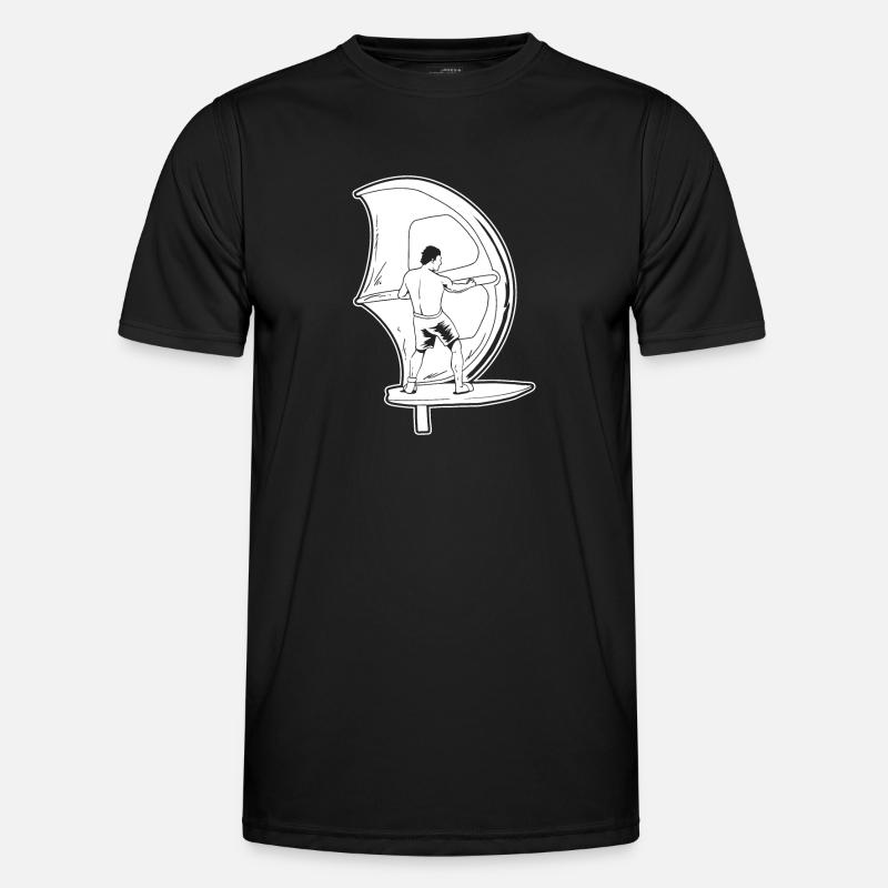 Wing Surf Wing Foil - Männer Funktions-T-Shirt - Schwarz