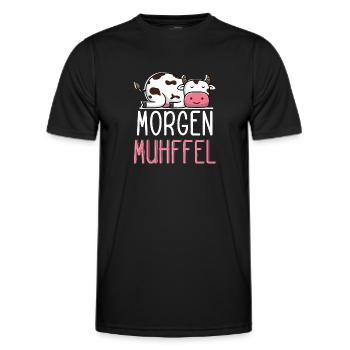 MUHffel Morgenmuffel Kuh Muh - Männer Funktions-T-Shirt - Schwarz - Vorne - AI Model Male 178 dark (178cm)