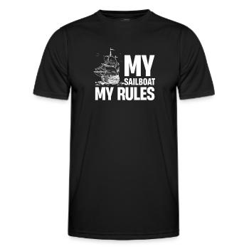 Mein Segelboot, Meine Regeln, Segeln, Ponton, - Männer Funktions-T-Shirt - Schwarz - Vorne - AI Model Male 178 dark (178cm)