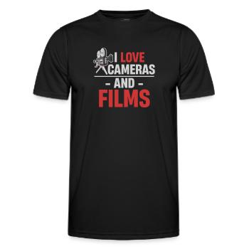 Ich Liebe Kameras Und Filme Videofilmer Vlogging - Männer Funktions-T-Shirt - Schwarz - Vorne - AI Model Male 178 dark (178cm)
