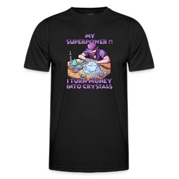 Spaßige Kristallmanufaktur Kristalle Züchten - Männer Funktions-T-Shirt - Schwarz - Vorne - AI Model Male 178 dark (178cm)