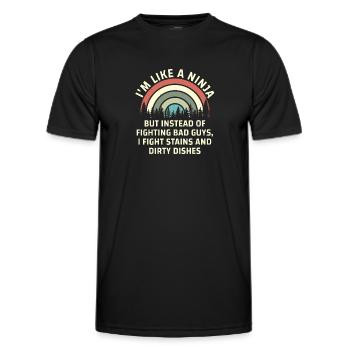 Wie eine Ninja-Hausfrau - Männer Funktions-T-Shirt - Schwarz - Vorne - AI Model Male 178 dark (178cm)