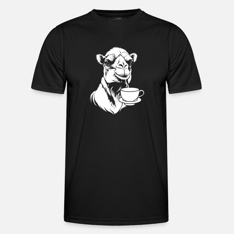 Kamel Kaffee - Männer Funktions-T-Shirt - Schwarz