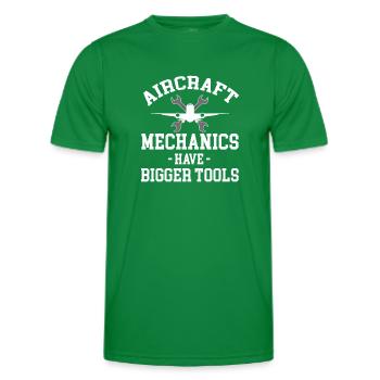 Les mécaniciens d’aéronefs ont de plus gros outils - T-shirt sport Homme - vert - Devant - AI Model Male 178 dark (178cm)