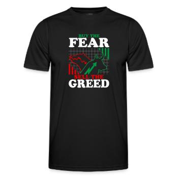 Acheter la peur Vendre la cupidité Bourse Trading T - T-shirt sport Homme - noir - Devant - AI Model Male 178 dark (178cm)