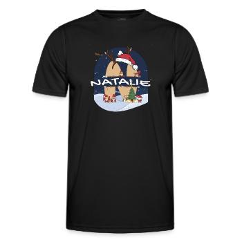 Génial Natalie nom w chapeau de père Noël dans le thème de Noël - T-shirt sport Homme - noir - Devant - AI Model Male 178 dark (178cm)