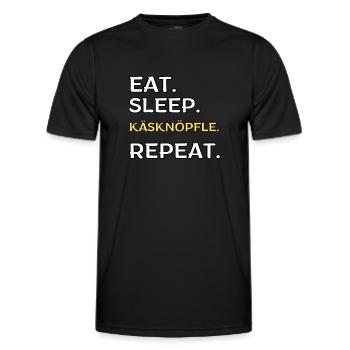 Eat. Sleep. Käsknöpfle. Repeat - Männer Funktions-T-Shirt - Schwarz - Vorne - AI Model Male 178 dark (178cm)