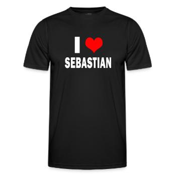 Cute I Love Heart Sebastian Parents Wife Husband - Men's Functional T-Shirt - black - Front - AI Model Male 178 dark (178cm)
