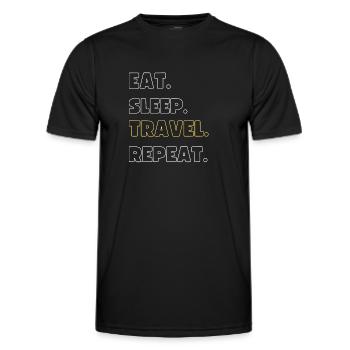 Eat. Drink. Travel. Try again - Men's Functional T-Shirt - black - Front - AI Model Male 178 dark (178cm)