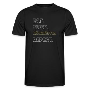 Essen. Trinken. Käsknöpfle. Repeat - Männer Funktions-T-Shirt - Schwarz - Vorne - AI Model Male 178 dark (178cm)