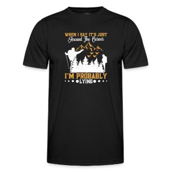Wanderausrüstung Bergsteigen Bergsteiger Wanderer - Männer Funktions-T-Shirt - Schwarz - Vorne - AI Model Male 178 dark (178cm)