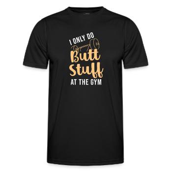 Ich mache im Fitnessstudio nur Sachen für den Hint - Männer Funktions-T-Shirt - Schwarz - Vorne - AI Model Male 178 dark (178cm)