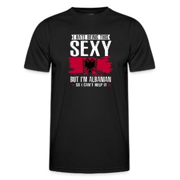 Albanische Flagge Albanischer Adler Shqiponja - Männer Funktions-T-Shirt - Schwarz - Vorne - AI Model Male 178 dark (178cm)