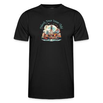 Foire du parc d’attractions, fête foraine, fête du village - T-shirt sport Homme - noir - Devant - AI Model Male 178 dark (178cm)