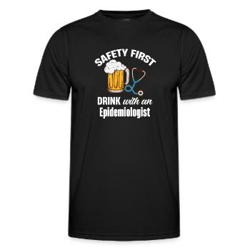 Safety First Drink with a - Men's Functional T-Shirt - black - Front - AI Model Male 178 dark (178cm)