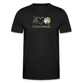 Peace Love Shenanigans Happy Saint Patrick's Day - Men's Functional T-Shirt - black - Front - AI Model Male 178 dark (178cm)