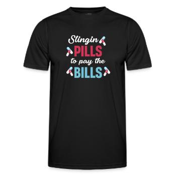 Slingin pills to pay the bills - Men's Functional T-Shirt - black - Front - AI Model Male 178 dark (178cm)