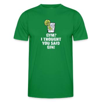 Gin binge drinking sayings celebration gin fan - Men's Functional T-Shirt - kelly green - Front - AI Model Male 178 dark (178cm)