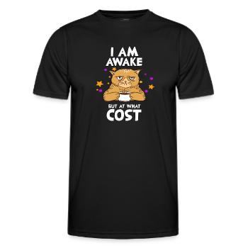 Fan de chats qui se lève tard Propriétaire de - T-shirt sport Homme - noir - Devant - AI Model Male 178 dark (178cm)