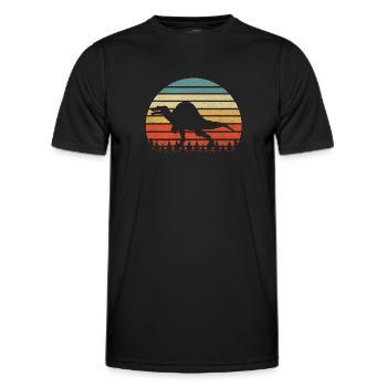 Vintage Spinosaurus Dinosaurus Sunset Retro - Männer Funktions-T-Shirt - Schwarz - Vorne - AI Model Male 178 dark (178cm)