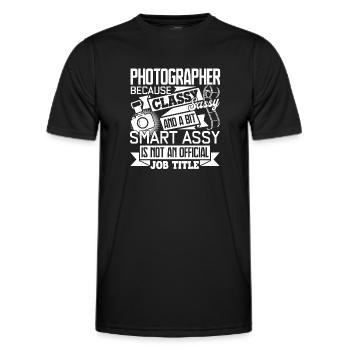 Photographer Photographer Job Title - Men's Functional T-Shirt - black - Front - AI Model Male 178 dark (178cm)