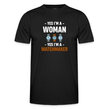 Oui, je suis une femme, oui, je suis horloger, - T-shirt sport Homme - noir - Devant - AI Model Male 178 dark (178cm)