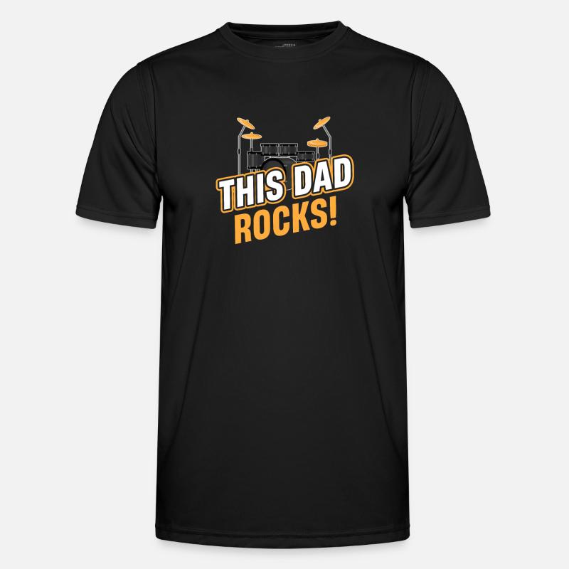 This daddy rocks! Funny drumming band, Men's Functional T-Shirt