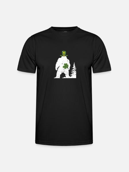 Irish Bigfoot Sasquatch Shamrock Funny - Men's Functional T-Shirt - black