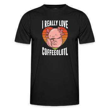 J’aime beaucoup coffeeolotl en rétro - T-shirt sport Homme - noir - Devant - AI Model Male 178 dark (178cm)