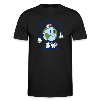 Dark Humor Climate Change It's Too Late - Men's Functional T-Shirt - black - Front - AI Model Male 178 dark (178cm)