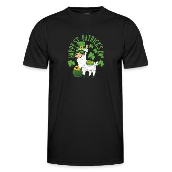 Happy St. Patrick's Day Llama Green Alpaca Lucky - Men's Functional T-Shirt - black - Front - AI Model Male 178 dark (178cm)