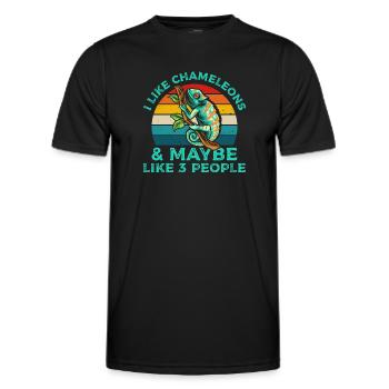 J’aime les caméléons T-shirt rétro - T-shirt sport Homme - noir - Devant - AI Model Male 178 dark (178cm)