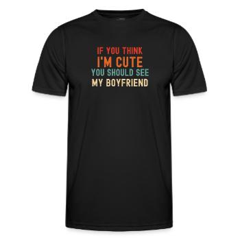 Wenn du mich süß findest, solltest du meinen Freund sehen - Männer Funktions-T-Shirt - Schwarz - Vorne - AI Model Male 178 dark (178cm)