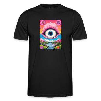 Psychedelic Abstract LSD Hippie Trippy Wandering - Men's Functional T-Shirt - black - Front - AI Model Male 178 dark (178cm)