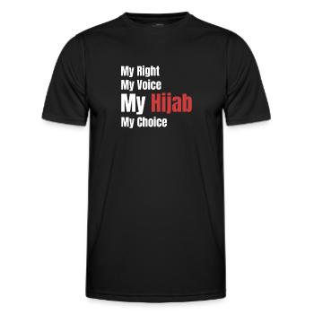 Mein Recht, Meine Stimme, Mein Hijab, Meine Wahl, - Männer Funktions-T-Shirt - Schwarz - Vorne - AI Model Male 178 dark (178cm)