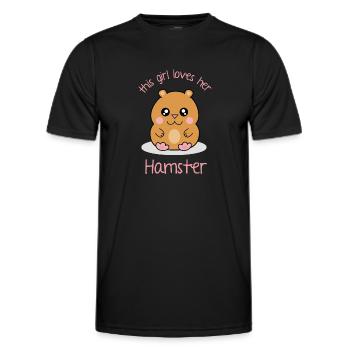 Niedliche Kawaii Hamster Cartoon Mädchen Kinder - Männer Funktions-T-Shirt - Schwarz - Vorne - AI Model Male 178 dark (178cm)
