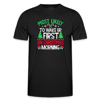 Am ehesten werden Sie am Weihnachtsmorgen zuerst aufwachen - Männer Funktions-T-Shirt - Schwarz - Vorne - AI Model Male 178 dark (178cm)