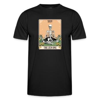 Lustige Yoga Halloween Tarot Karte - Männer Funktions-T-Shirt - Schwarz - Vorne - AI Model Male 178 dark (178cm)