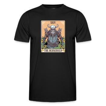 Funny Tarot Card Viking Berserker - Men's Functional T-Shirt - black - Front - AI Model Male 178 dark (178cm)