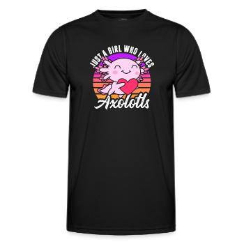 Juste une fille qui aime les axolotls en rétro - T-shirt sport Homme - noir - Devant - AI Model Male 178 dark (178cm)