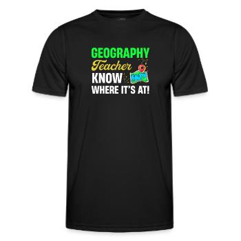 Les professeurs de géographie savent de quoi il s’agit ! Chaise - T-shirt sport Homme - noir - Devant - AI Model Male 178 dark (178cm)