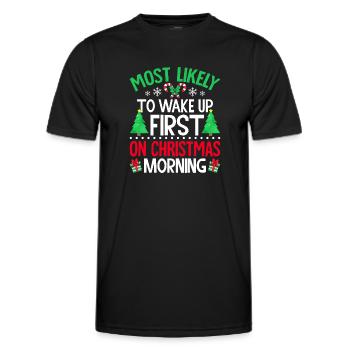 Am ehesten werden Sie am Weihnachtsmorgen zuerst aufwachen - Männer Funktions-T-Shirt - Schwarz - Vorne - AI Model Male 178 dark (178cm)