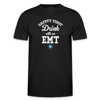 La sécurité passe avant tout avec un ambulatoire - T-shirt sport Homme - noir - Devant - AI Model Male 178 dark (178cm)
