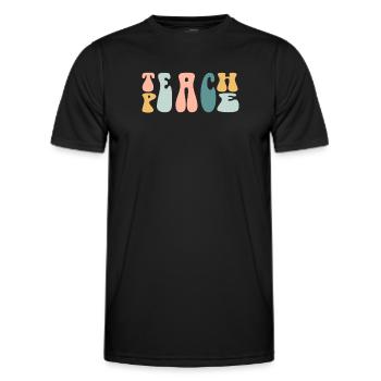 Enseigner la paix Jeu de mots Groovy Hippie Enseignant - T-shirt sport Homme - noir - Devant - AI Model Male 178 dark (178cm)