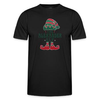 Alexander Elf Personalized Name Christmas Family - Men's Functional T-Shirt - black - Front - AI Model Male 178 dark (178cm)