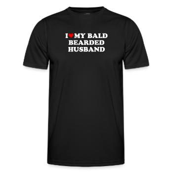 I Love My Bald Bearded Husband - Men's Functional T-Shirt - black - Front - AI Model Male 178 dark (178cm)